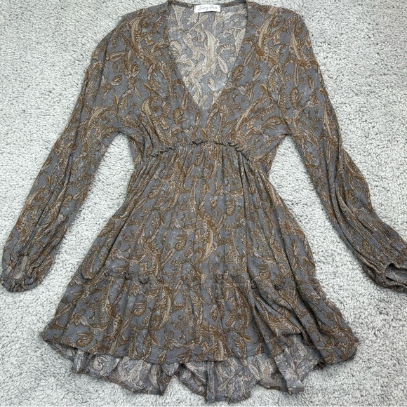 Emory Park Dress Womens Small Tunic Long Sleeve V- Neck Paisley Print Bohemian - Picture 1 of 4